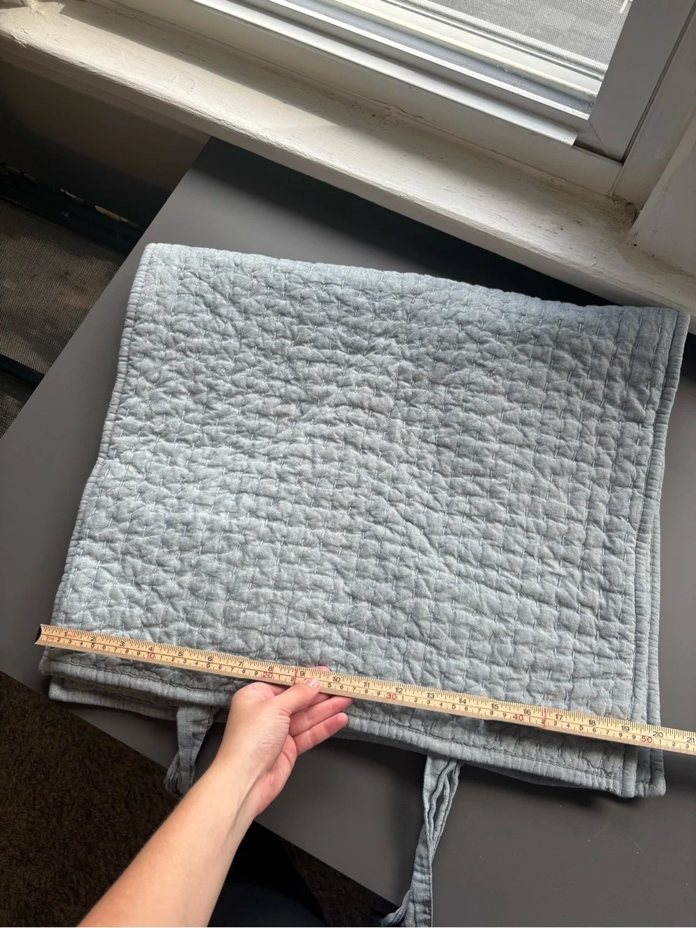 Pair of Pottery Barn Pick Stitch Cotton Linen Shams- King- Chambray
